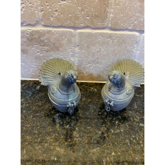 Vintage Other - Vintage Cast Brass Peacock Hinged Trinket Boxes Pair Folk Art Betel Keepsake